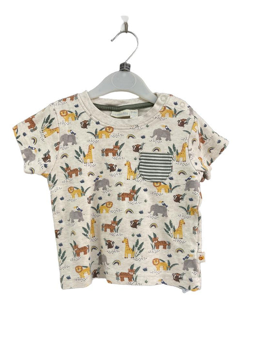 Preloved Jojo Maman Bebe - Beige Safari Animal Print T Shirt (12-18m)