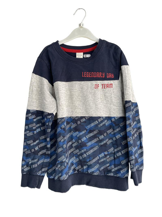 Preloved Piazza Aitalia - Navy Gray Colour Block Sweatshirt (9-10y)