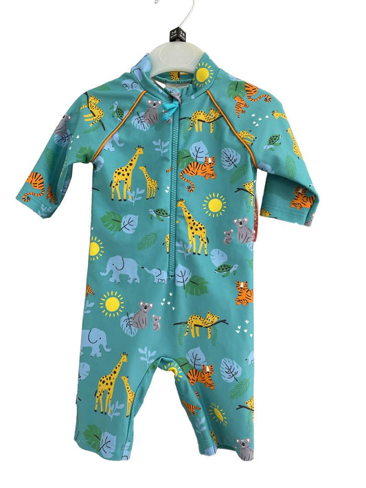 Preloved John Lewis - Green Safari Animal Sun Protection Swim Suit (3-6m)