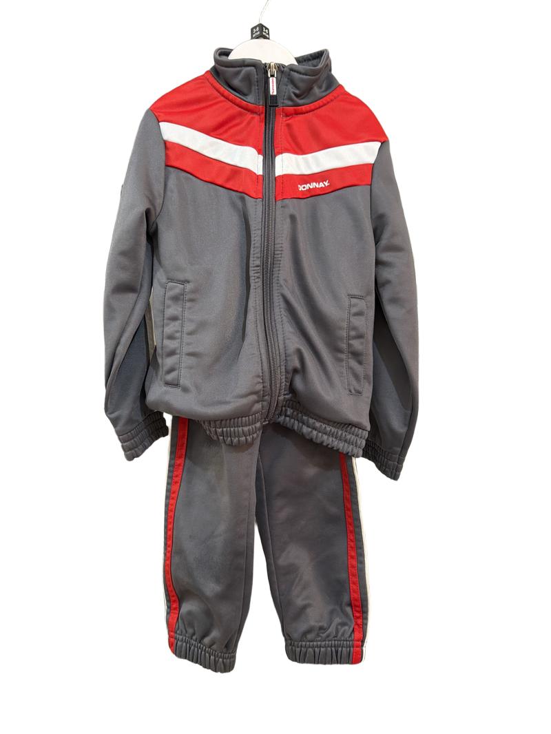 Preloved Donnay - Gray Red Tracksuit Set (2-3y)