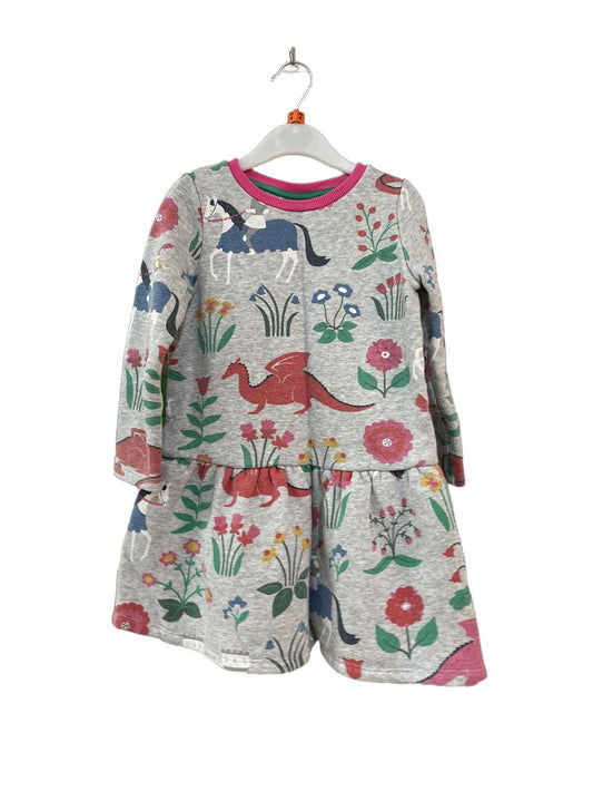 Preloved Mini Boden - Gray Dragon Knight Print Sweatshirt Dress (4-5y)