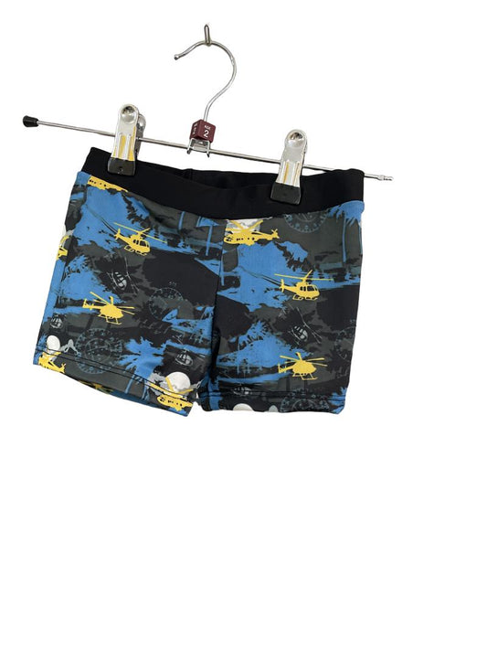 Preloved Unknown Brand - Black Blue Yellow Helicoptor Swim Trunks Shorts (2-3y)