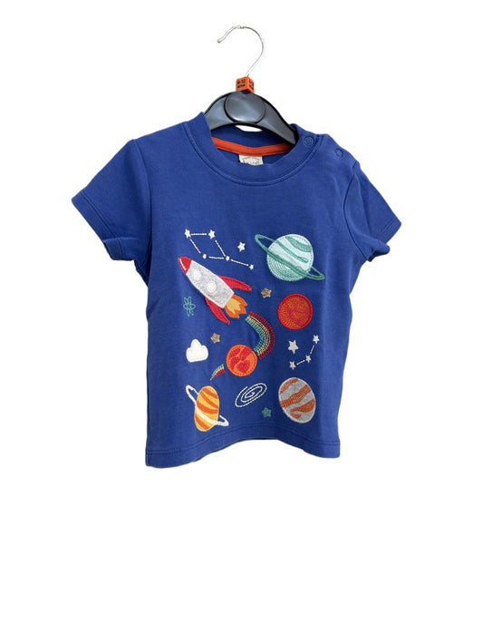Preloved Frugi - Blue Space Appliqué T Shirt (9-12m)