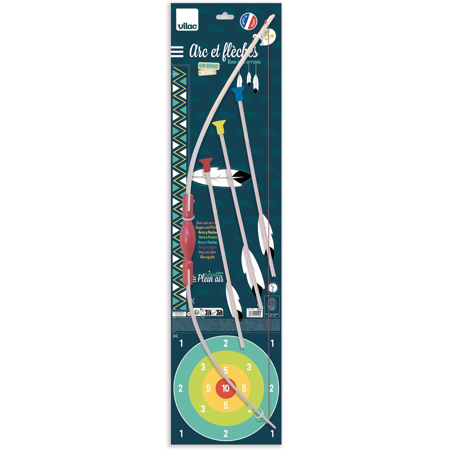 Vilac Large Bow and 3 Arrows – Kids Archery Play Set
