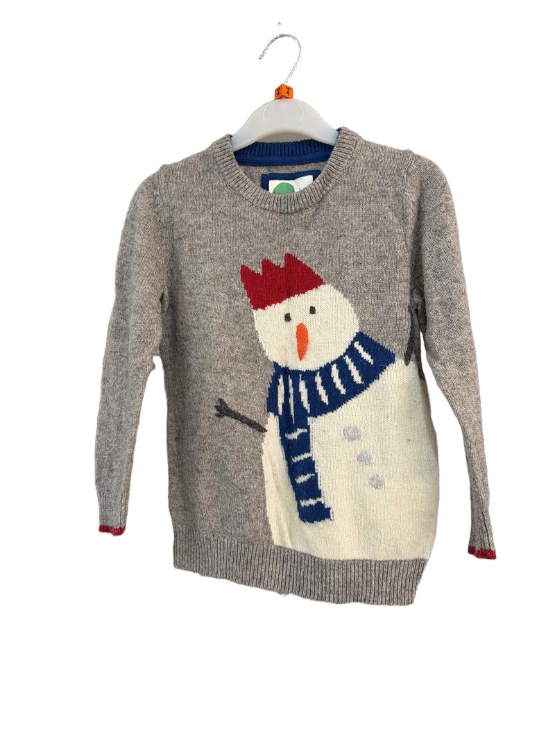 Preloved Mini Boden - Gray Knit Snowman Christmas Jumper (4-5y)