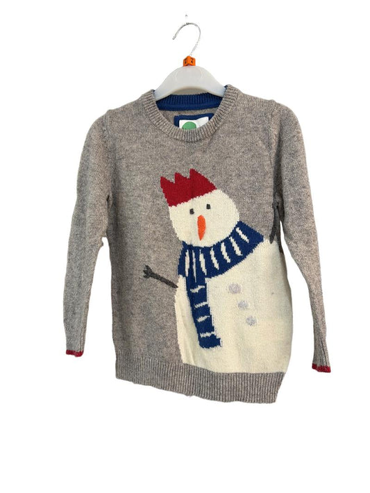 Preloved Mini Boden - Gray Knit Snowman Christmas Jumper (4-5y)