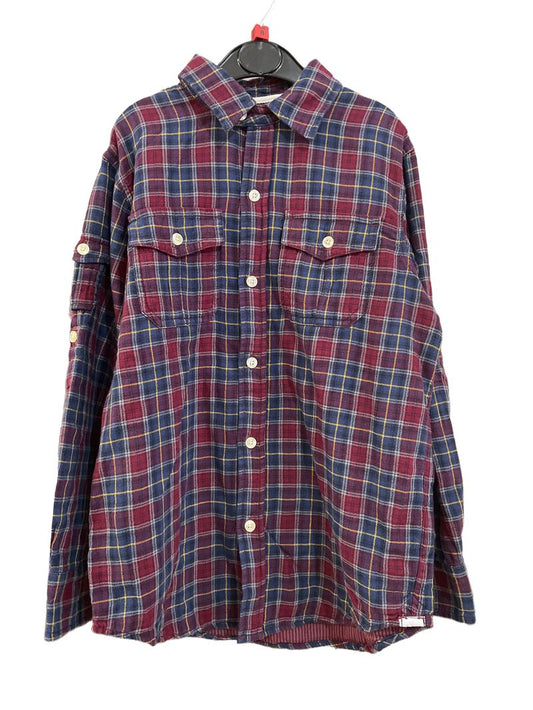 Preloved Gap - Top - Navy Red White Check Button Down Collar Shirt (7-8y)