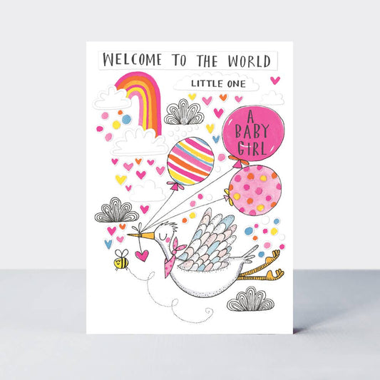 Blue Skies - Baby Girl, Embellished Baby Card