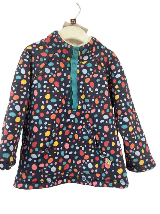 Preloved Frugi - Navy Multicolour Dots Fleece-lined Jumper (18-24m)