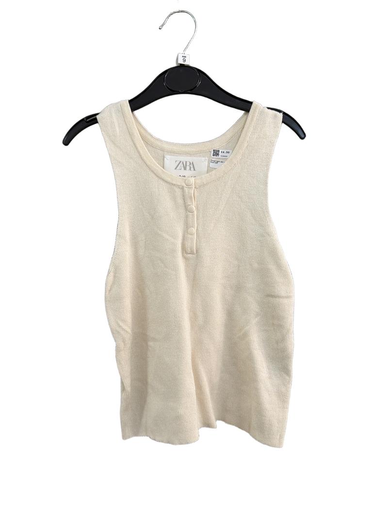 Preloved Zara - Cream Knit Sleeveless Top (9-10y)