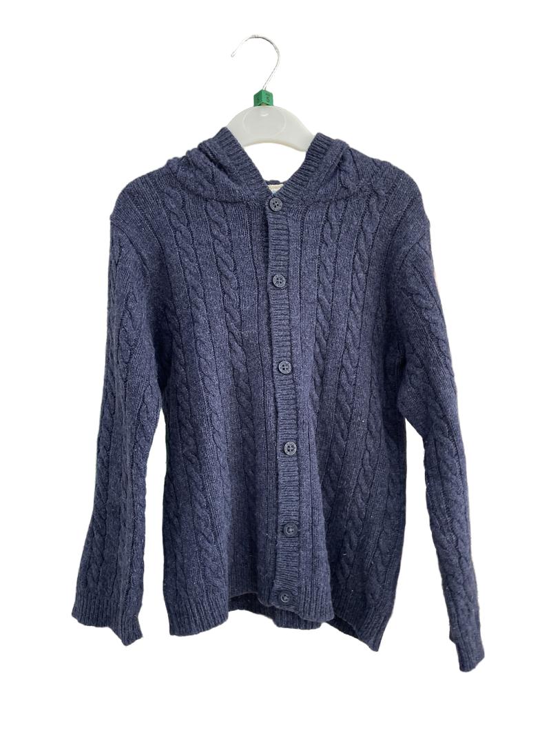 Preloved Jojo Maman Bebe - Navy Wool Button Cardigan Hoodie (5-6y)