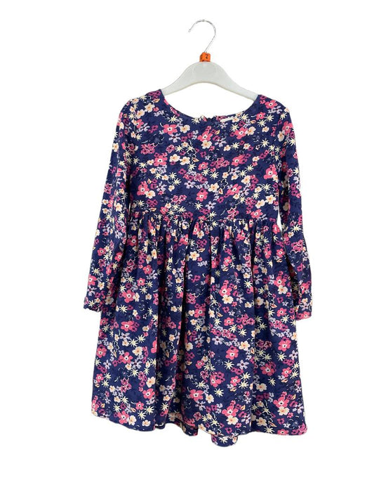 Preloved John Lewis - Navy Pink Floral Pattern Long-sleeved Dress (4-5y)