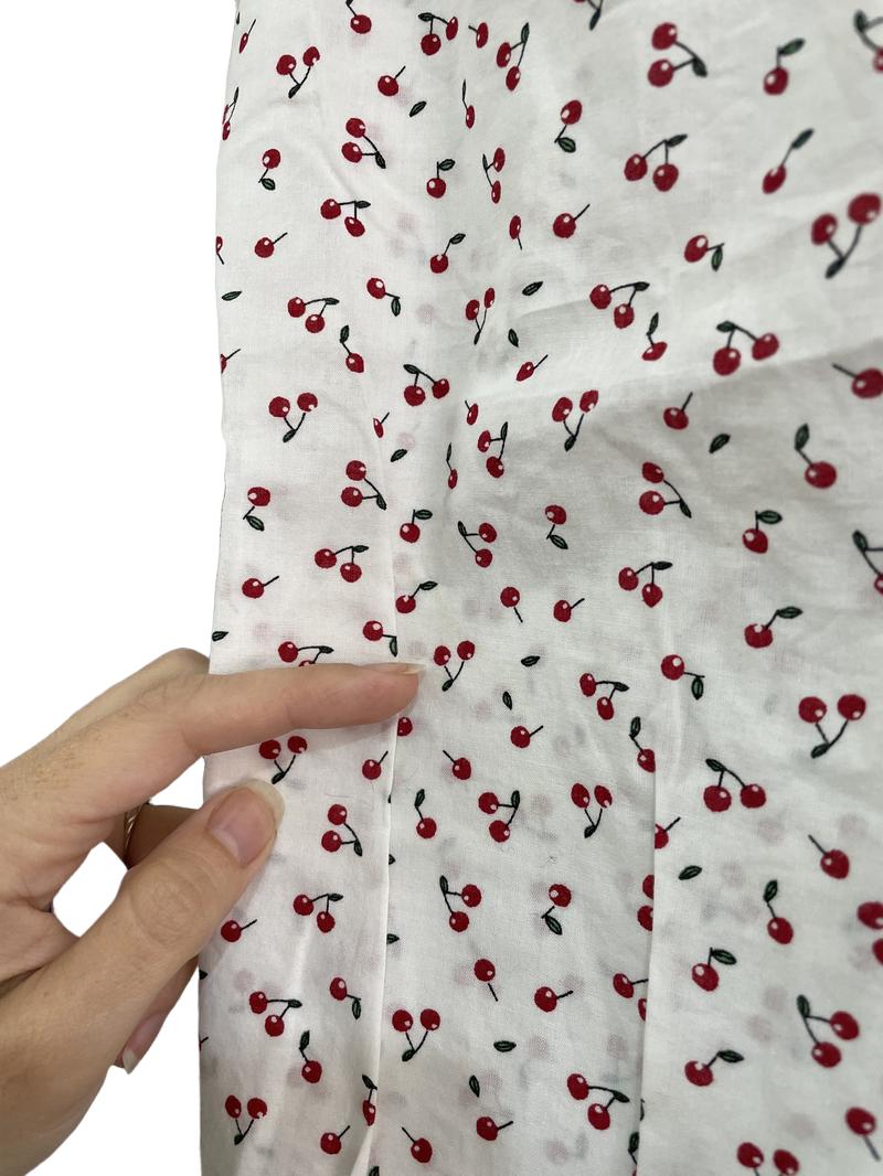 Preloved H&M - White Red Cherry Print Flutter Sleeve Top (8-9y)