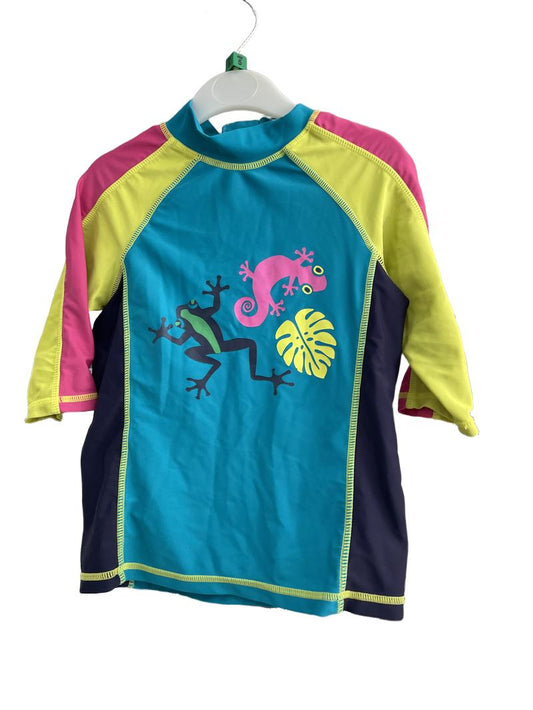 Preloved Mothercare - Turquoise Multicolour Lizard Frog Swim Shirt Rashie (5-6y)