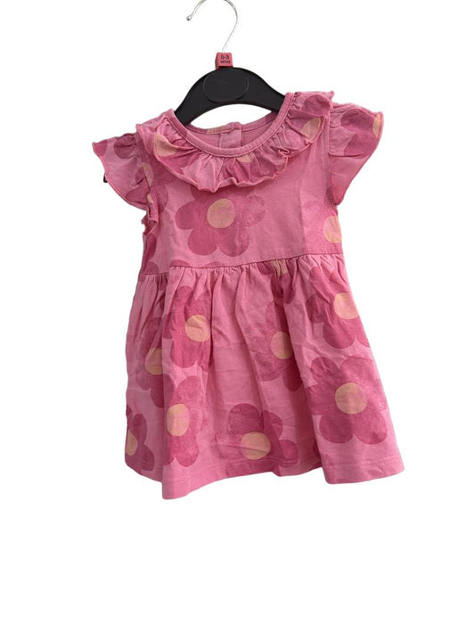 Preloved Matalan Retail Ltd - Pink Floral Print Flutter Sleeve Dress (0-3m)