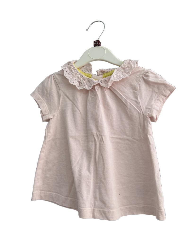 Preloved Baby Boden - Pink Lace Collar T Shirt (18-24m)