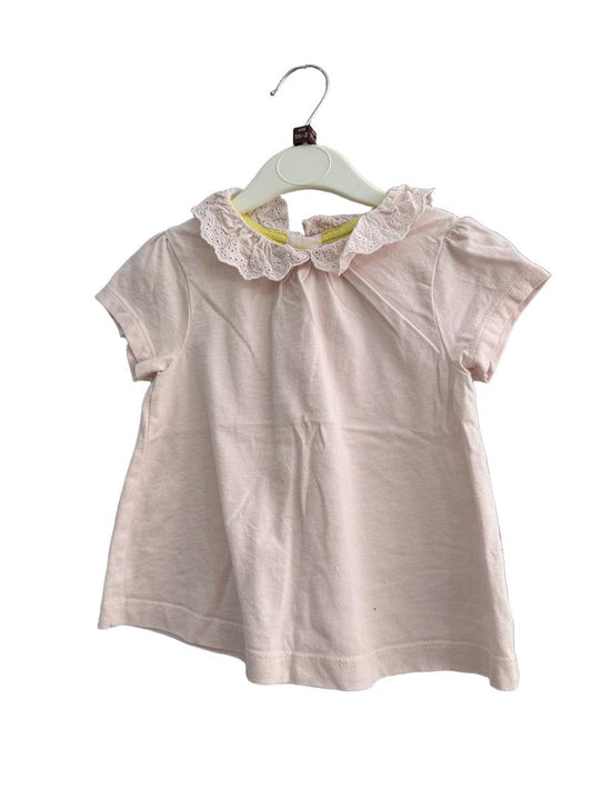 Preloved Baby Boden - Pink Lace Collar T Shirt (18-24m)