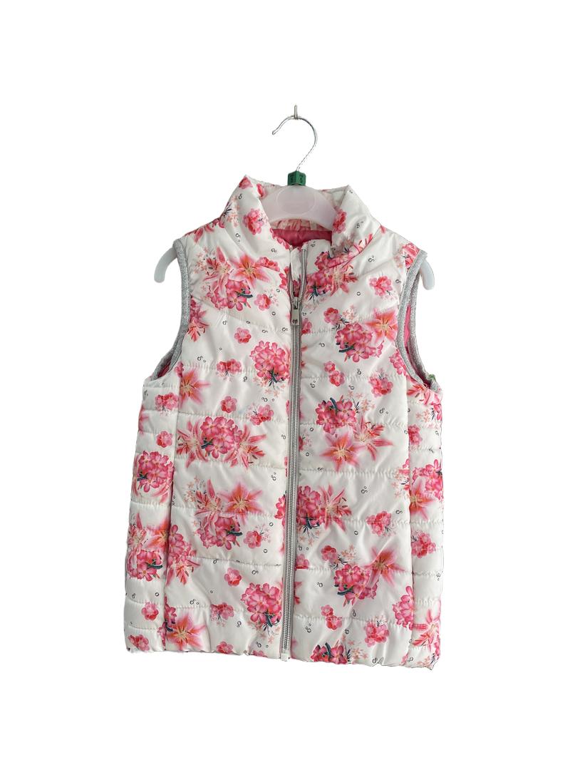 Preloved BluKids - White Pink Floral Gilet (5-6y)