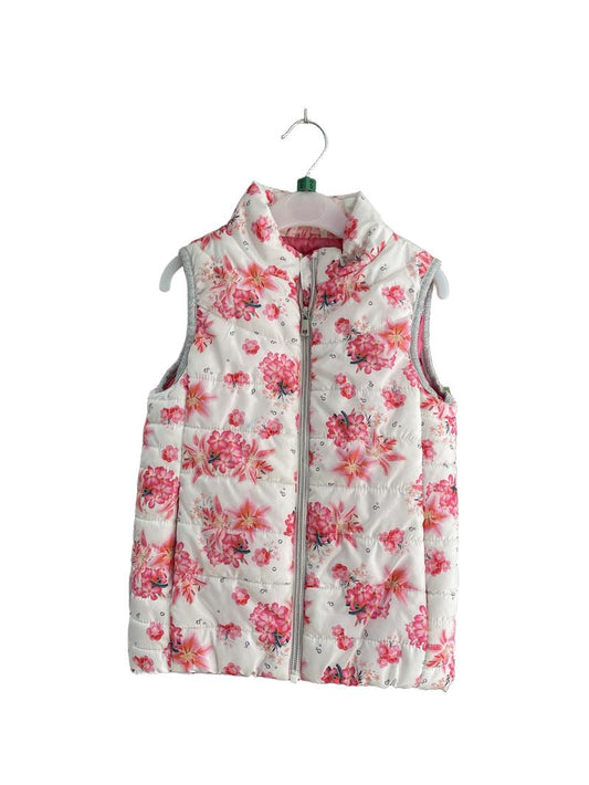 Preloved BluKids - White Pink Floral Gilet (5-6y)