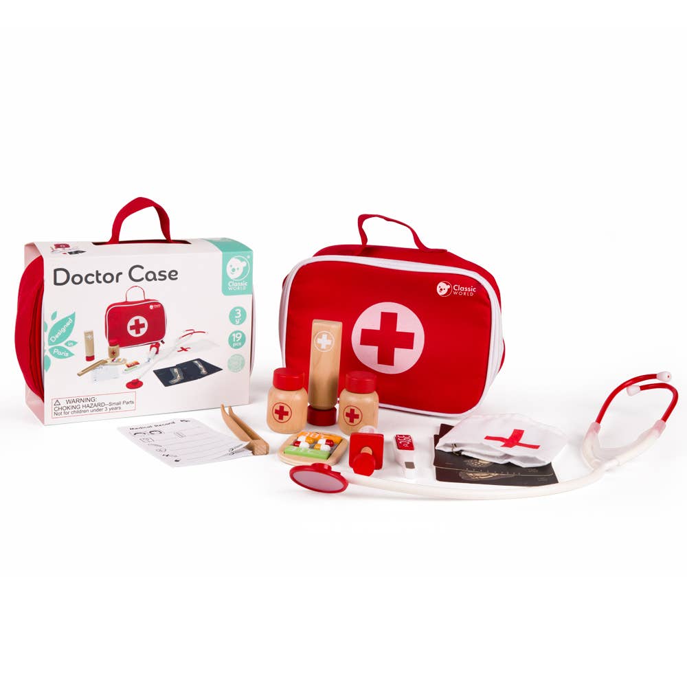 Classic World Red Doctor Set – Wooden Pretend Play