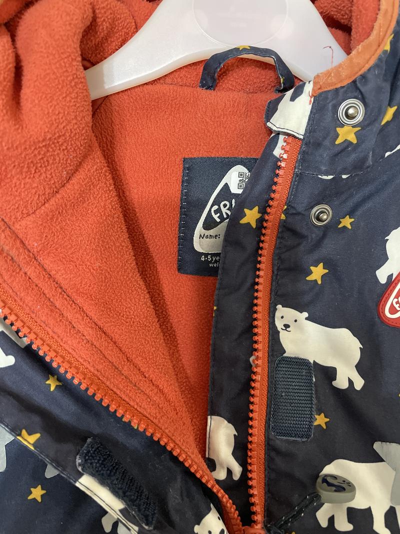 Preloved Frugi - Jacket - Navy Polar Bear Star Lined Rain Jacket (4-5y)