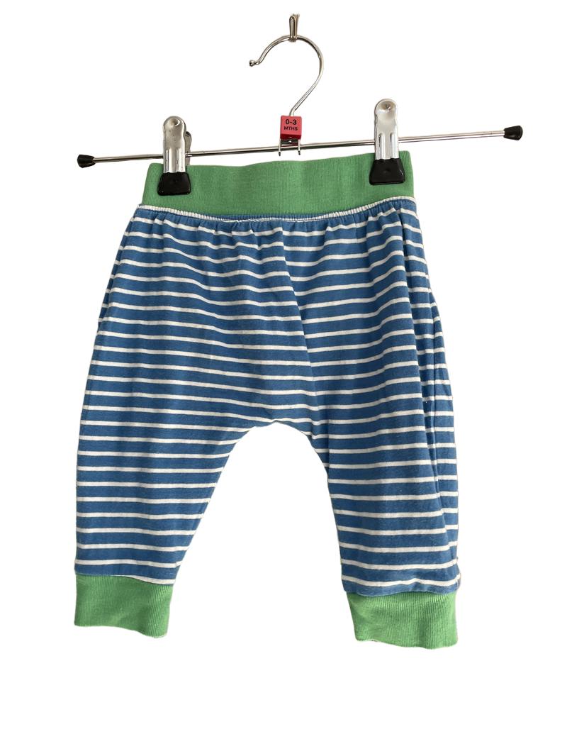 Preloved Baby Boden - Green Blue White Stripe Joggers, Newborn (0-3m)