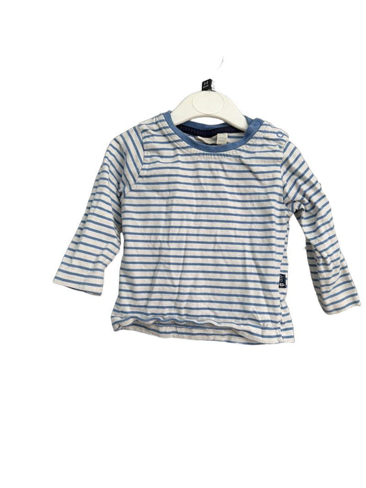 Preloved Jojo Maman Bebe - Blue White Stripe Top (3-6m)
