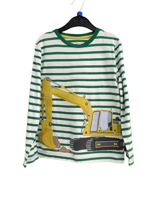 Preloved Mini Boden - Green White Excavator Long-sleeved Shirt (6-7y)