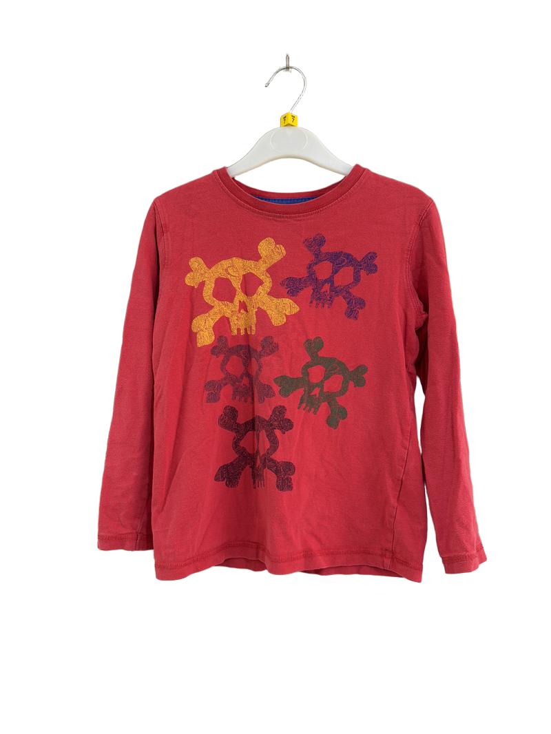 Preloved John Lewis - Red Skull Print Long-sleeved T Shirt (7y)