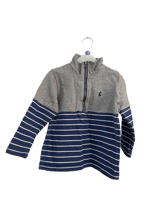 Preloved Joules - Gray Blue White Stripe Half Zip Top (3-4y)