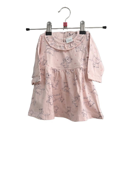 Preloved Disney - Pink Cat Print Long-sleeved Dress And Leggings Set (Newborn)
