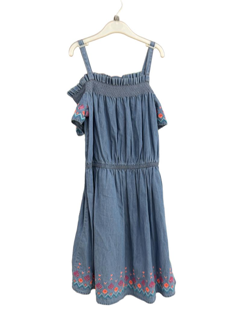 Preloved Here + There - Blue Chambray Off Shoulder Smocked Dress (12-13y)