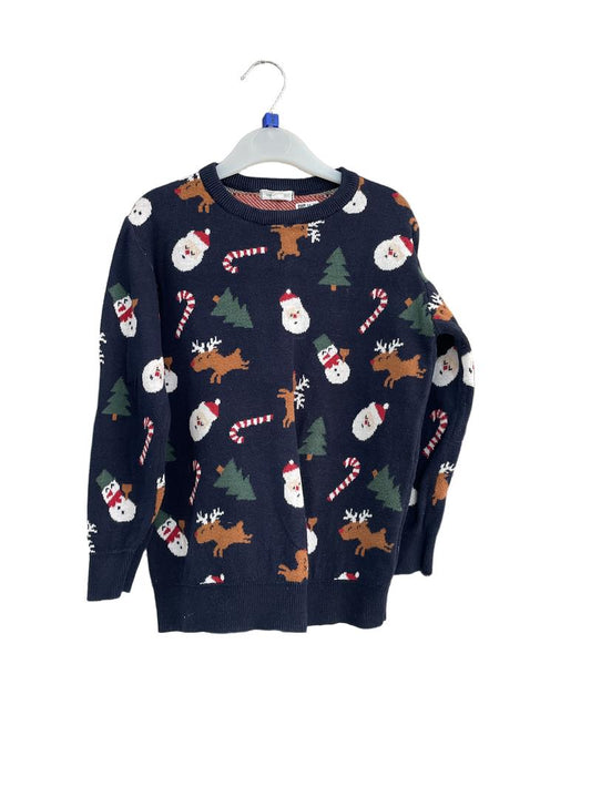 Preloved Vertbaudet - Navy Christmas Knit Jumper (6-7y)