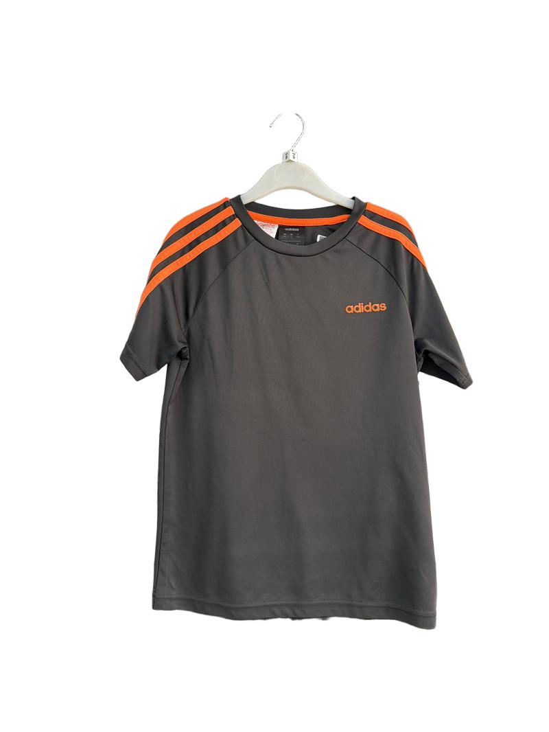 Preloved Adidas - Gray Orange Stripe Short-sleeved Athletic Jersey Top (9-10y)