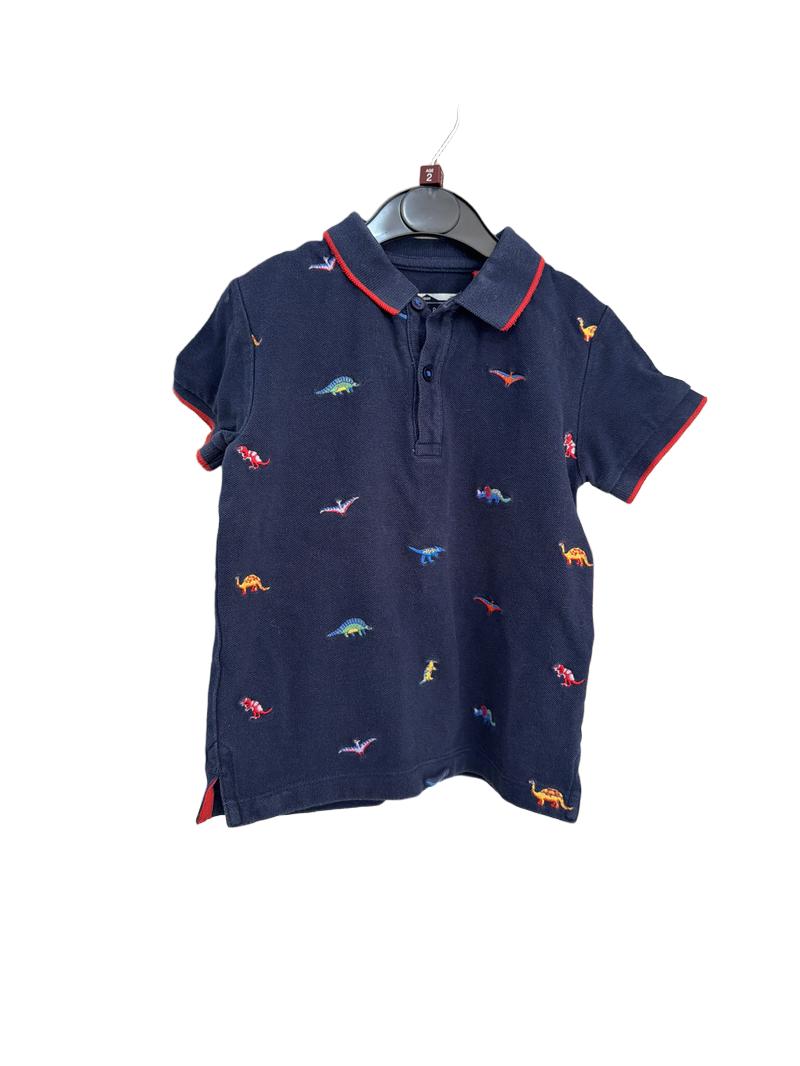 Preloved Next - Navy Dinosaur Embroidery Polo Shirt (2-3y)