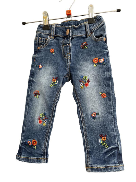Preloved Next - Blue Jeans Floral Embroidery (9-12m)