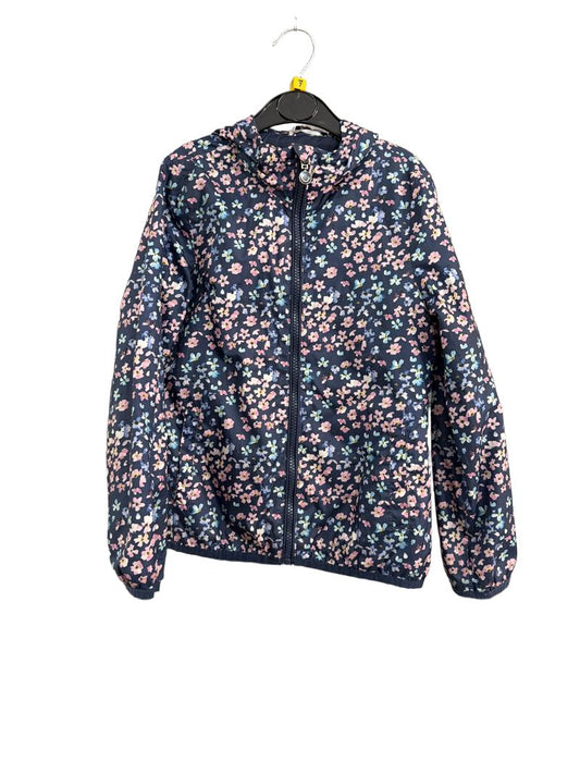 Preloved OVS - Navy Floral Print Waterproof Jacket (7-8y)