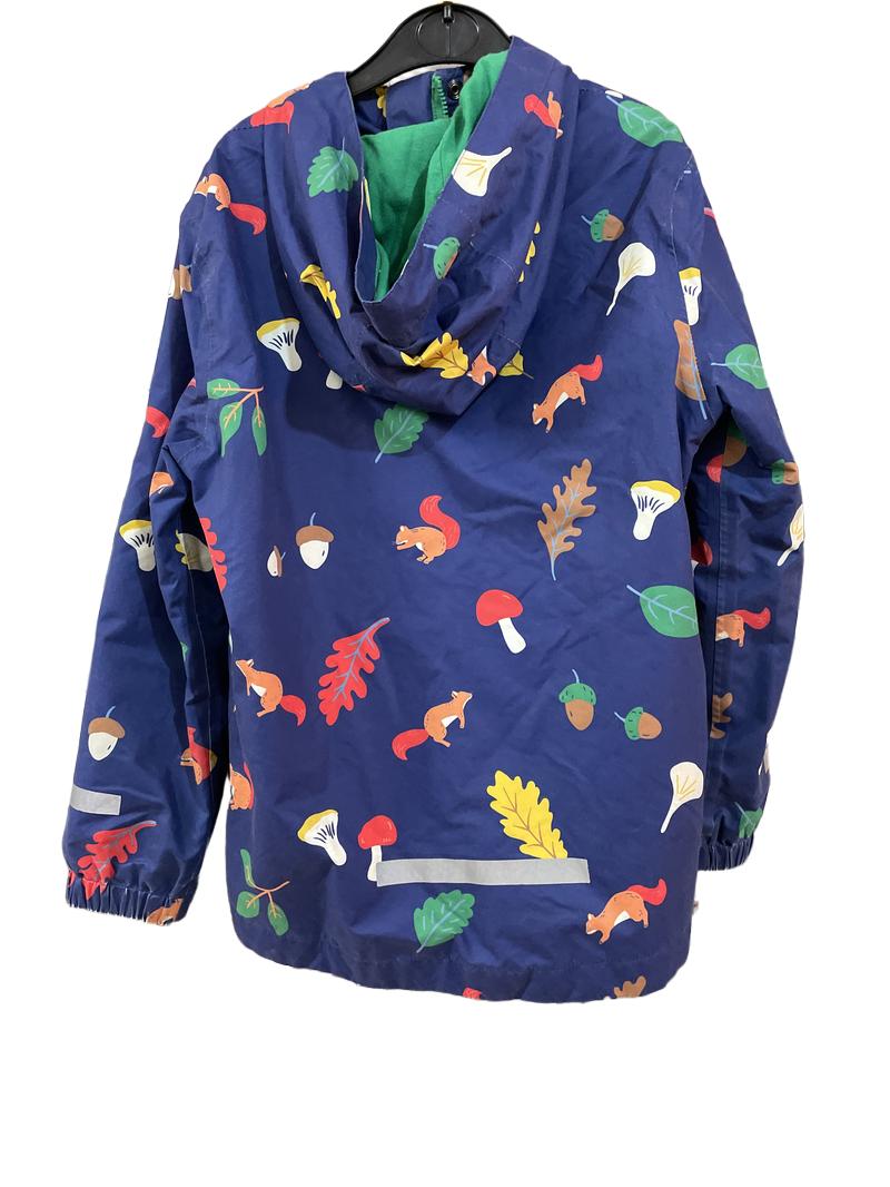 Preloved Mini Boden - Blue Acorn Squirrel Print Waterproof Rain Jacket Anorak (7-8y)