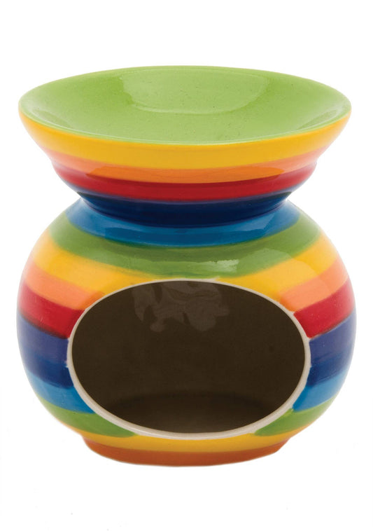 Hand Painted Rainbow Stripe Ceramic Oil Burner