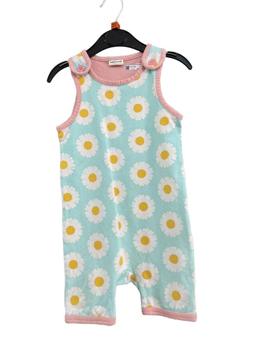 Preloved Maxomorra - Blue Pink Floral Sleeveless Romper (9-12m)