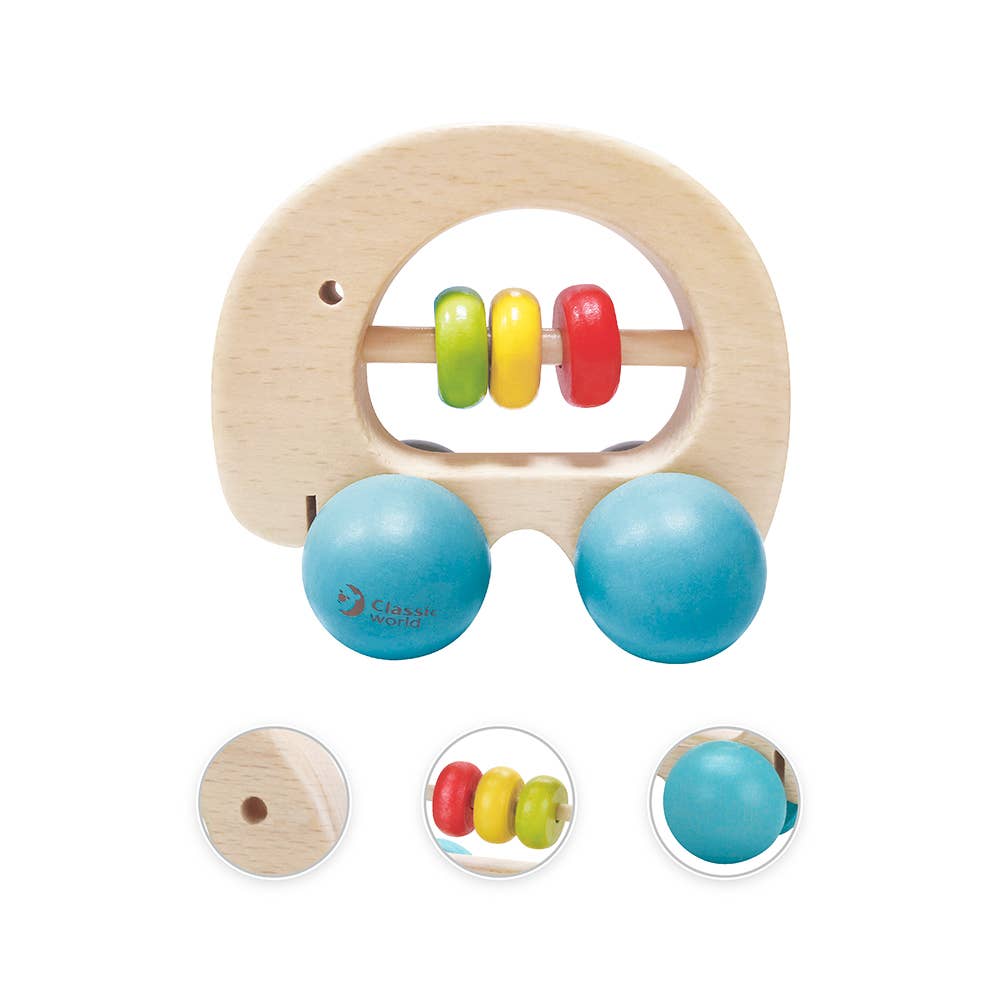 Classic World - Wooden Elephant Baby Rattles