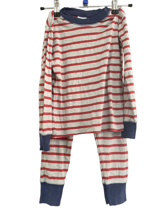 Preloved Mini Boden - Grey And Red Stripe Long Sleeve Pyjamas. (6-7y)