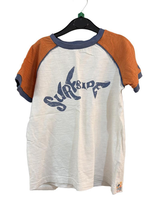 Preloved Fatface - White Orange "Surfside" Raglan T Shirt (5-6y)