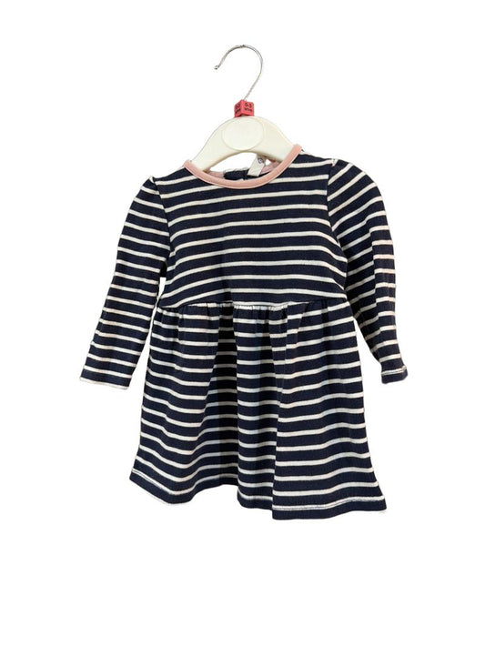 Preloved John Lewis - Navy Stripe Long-sleeved Dress (0-3m)