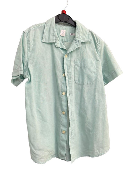 Preloved Gap - Green Linen Short-sleeved Collared Shirt (8-9y)