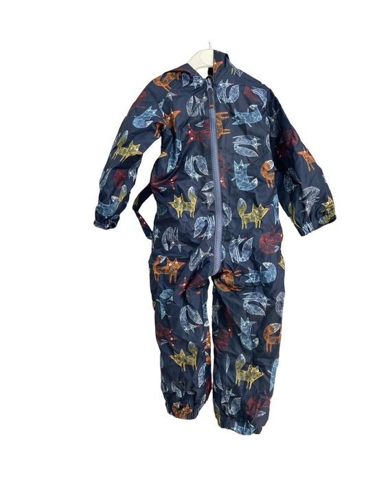 Preloved Mini Club - Navy Fox Waterproof Rain Suit, Fits Into Attached Backpack (18-24m)