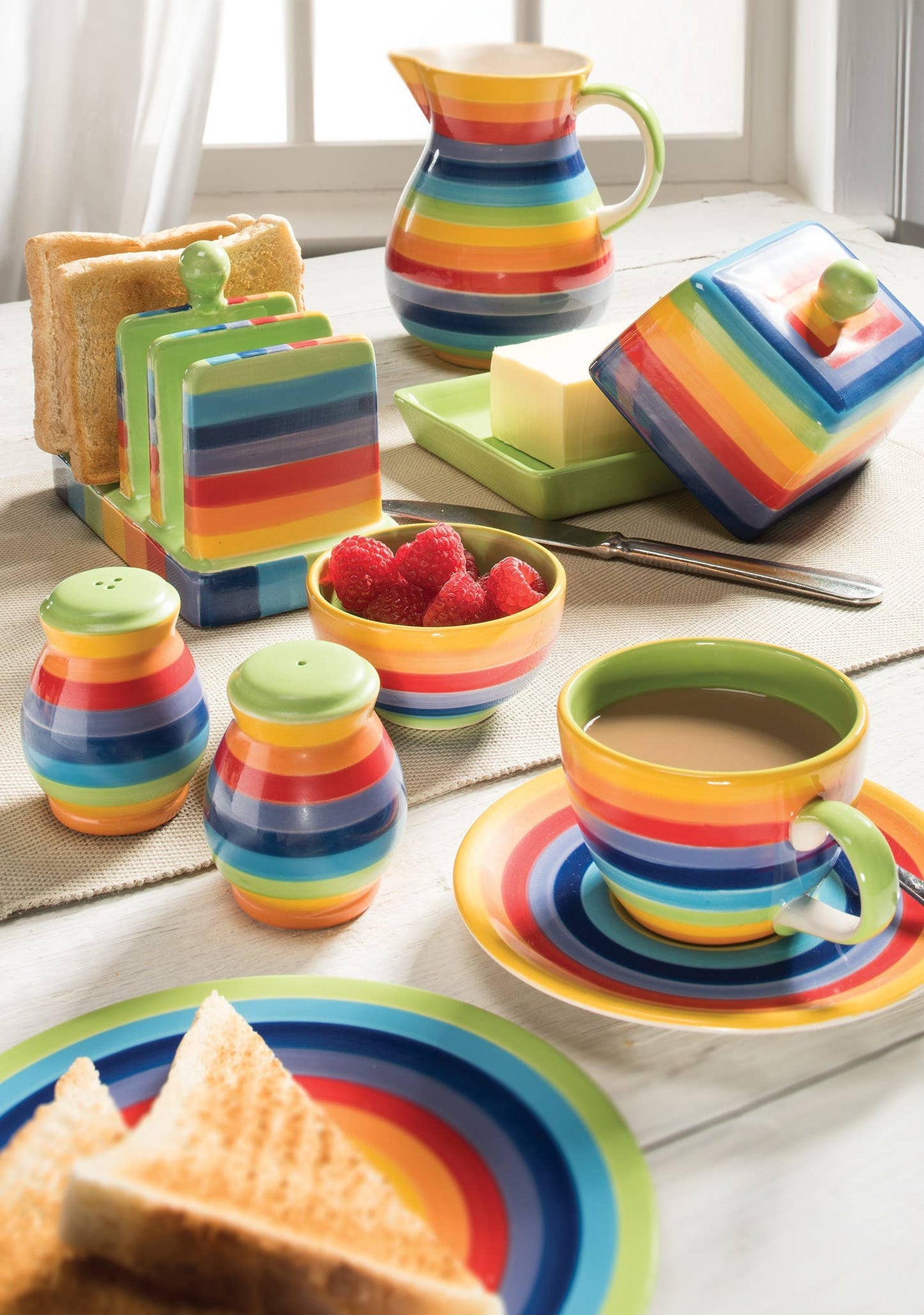 Hand Painted Rainbow Stripe Ceramic Oil Burner