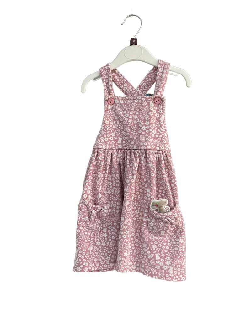 Preloved Jojo Maman Bebe - Pink Floral Mouse Pinafore (2-3y)