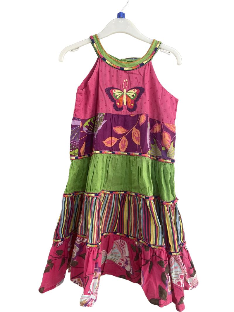 Preloved Domino Girl London - Multicolour Sleeveless Butterfly Applique Dress (6-7y) - Dress