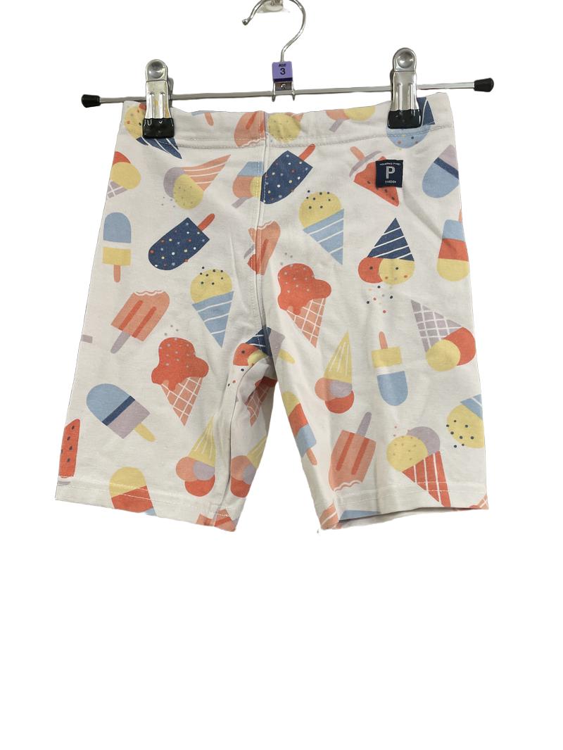 Preloved Polarn O. Pyret - White Cycling Shorts With Ice Cream Print. (3-4y)